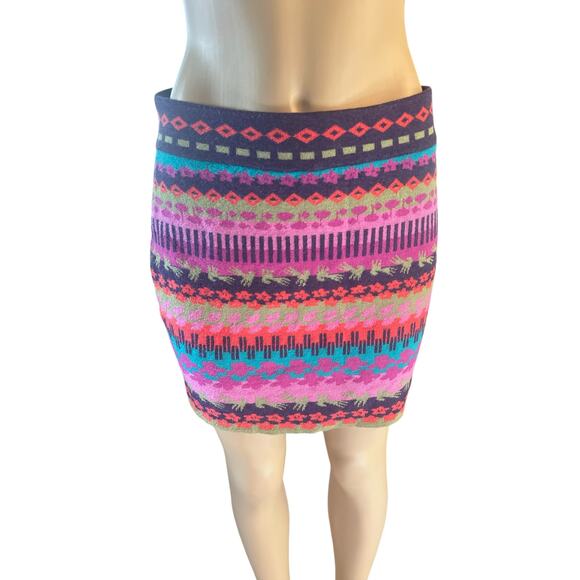 Women M Krimson Klover Printed Merino Wool Skirt Colorful Aztec Stripe Outdoor - Picture 2 of 6